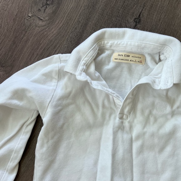 White zara kids long sleeve polo shirt. Size 5 - Picture 6 of 13